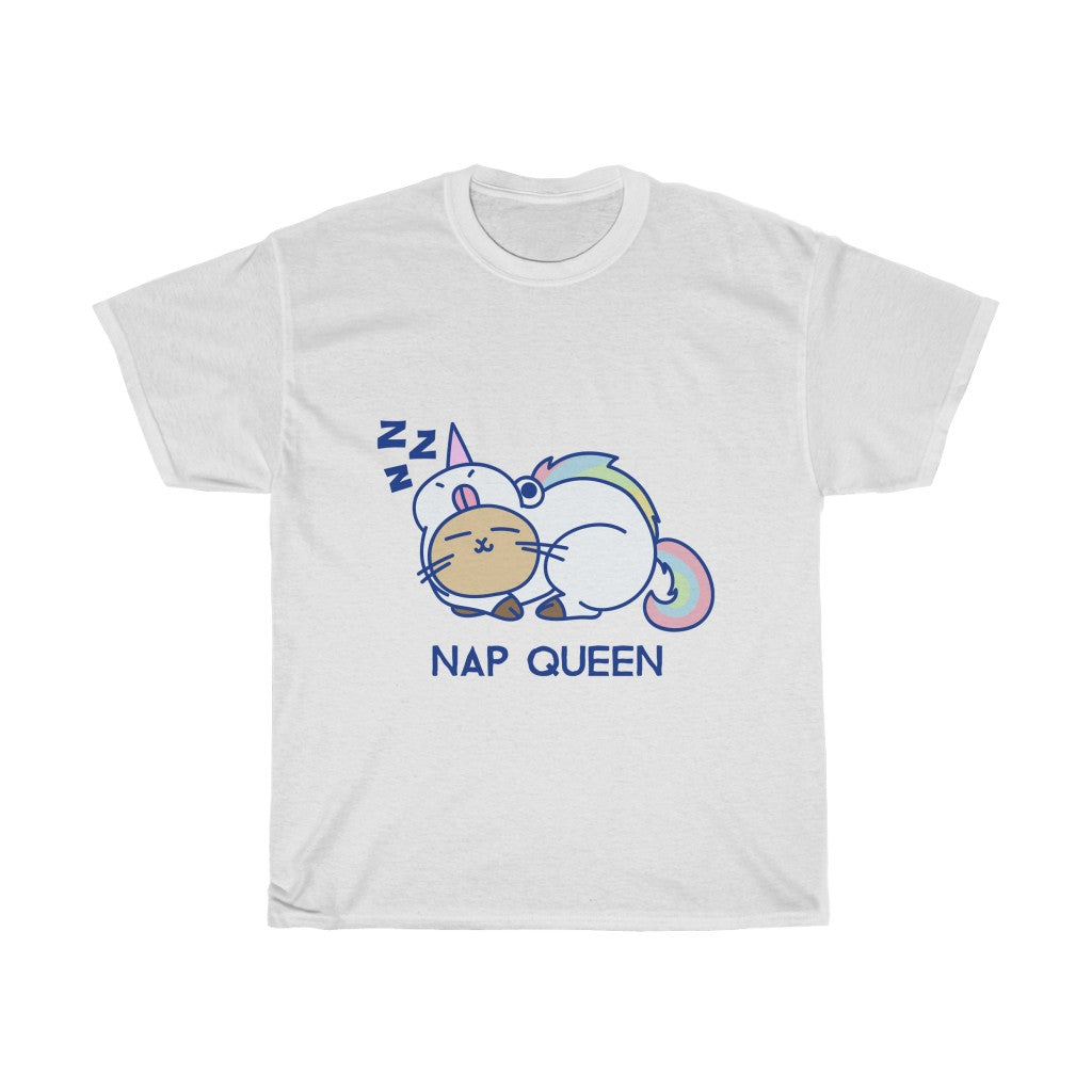 Unisex Heavy Cotton Tee "Nap Queen" With Sleeping Unicorn