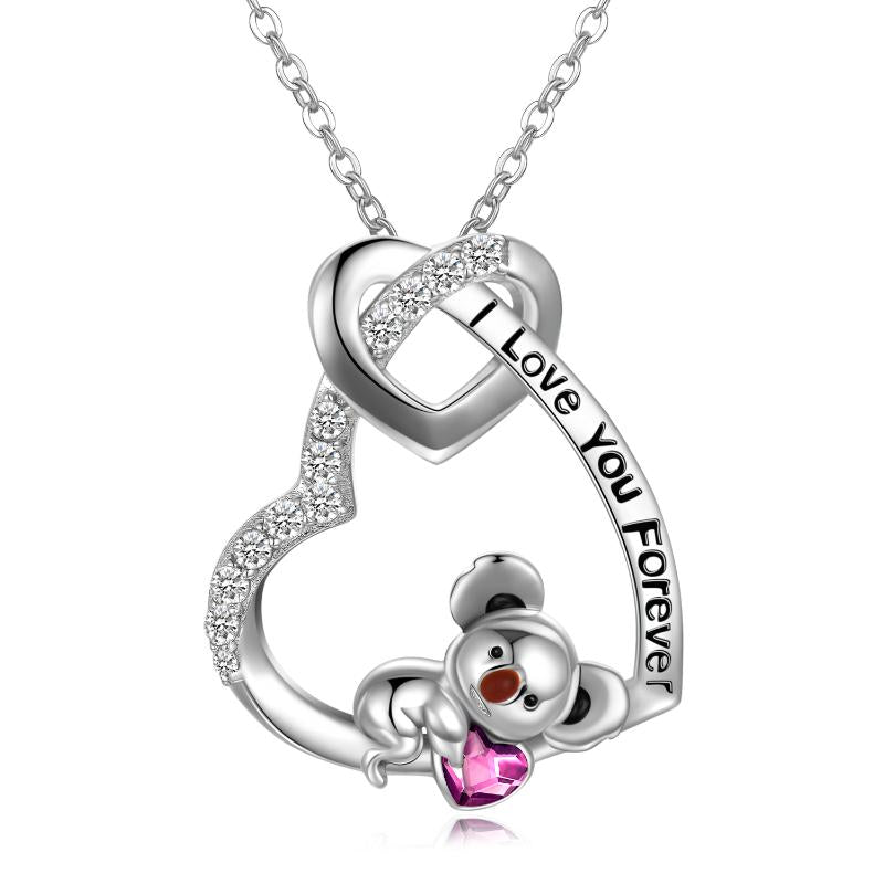 Sterling Silver (925) with Cubic Zirconia Koala "I Love You Forever" Necklace