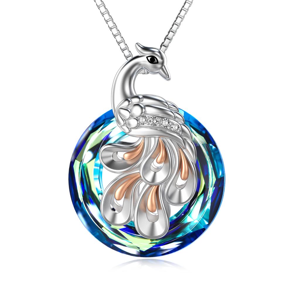 Sterling Silver Phoenix Pendant  Jewelry with Crystal