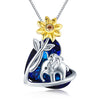 Sterling Silver (925) and Cubic Zirconia Cute Mother and Baby Elephants Pendant