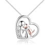 Sterling Silver (925) and Cubic Zirconia Girl Embracing Rose Gold Dog Necklace