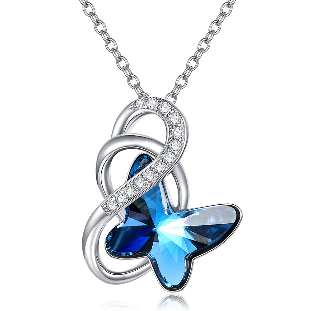Sterling Silver (925) with Crystal Infinity Butterfly Pendant