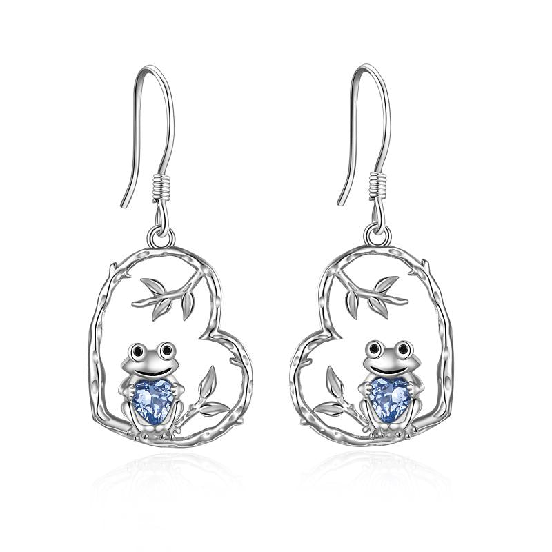 Sterling Silver Frog Earrings for Women Girls Heart Frog Gfits Jewelry for Women