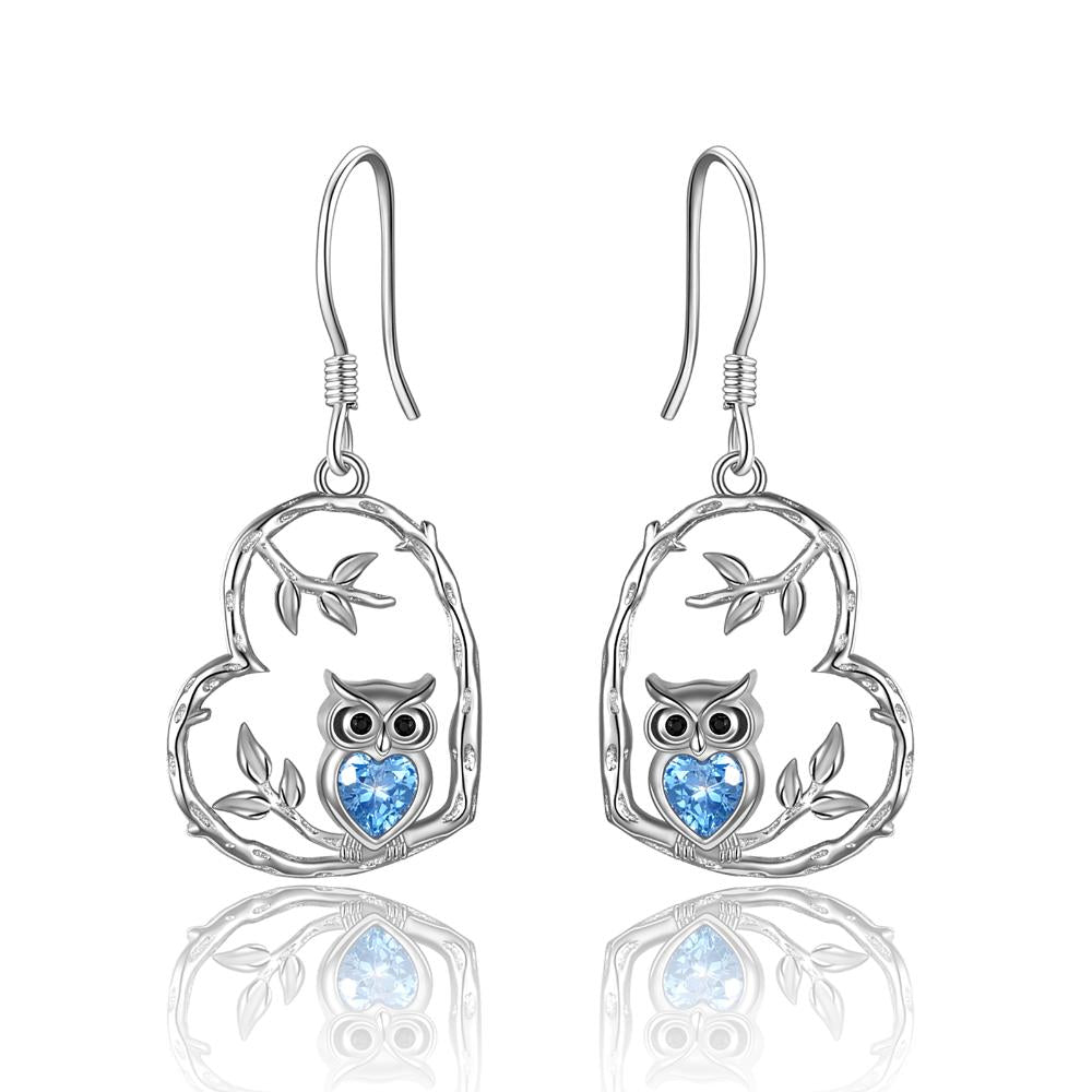 Sterling Silver Owl Earrings for Women Girls Heart Owl Gfits Jewelry for Women