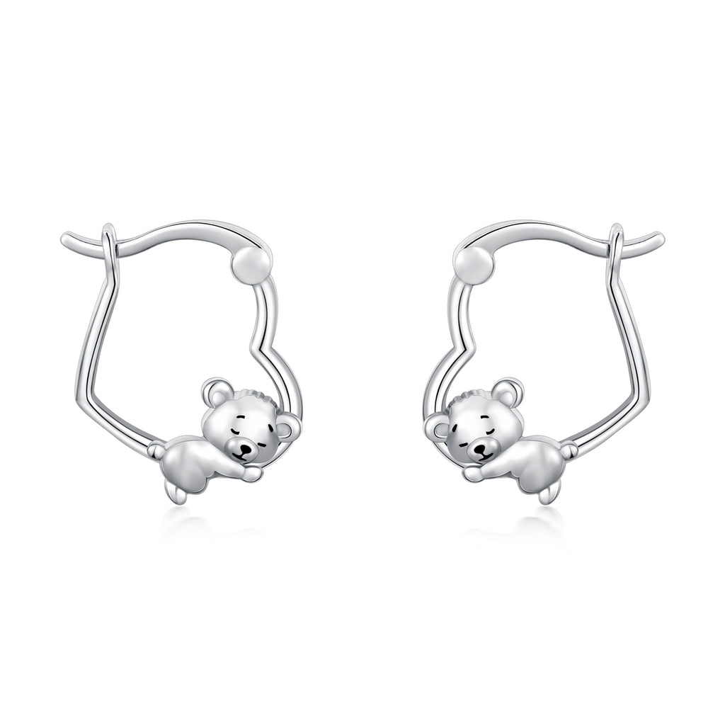 Sterling Silver (925) Baby Bear Hoop Earrings