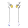 Sterling Silver (925) and Cristal Hummingbird Dangle Earrings