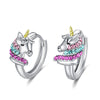 Sterling Silver (925) and Cubic Zirconia Unicorn Hoop Earrings