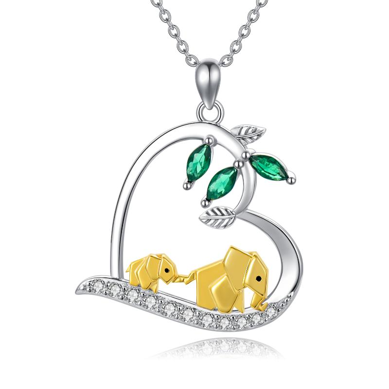 Sterling Silver (925) and Cubic Zirconia Gold Elephants