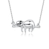 Sterling Silver (925) Cute Sloth Chilling on Branch Necklace