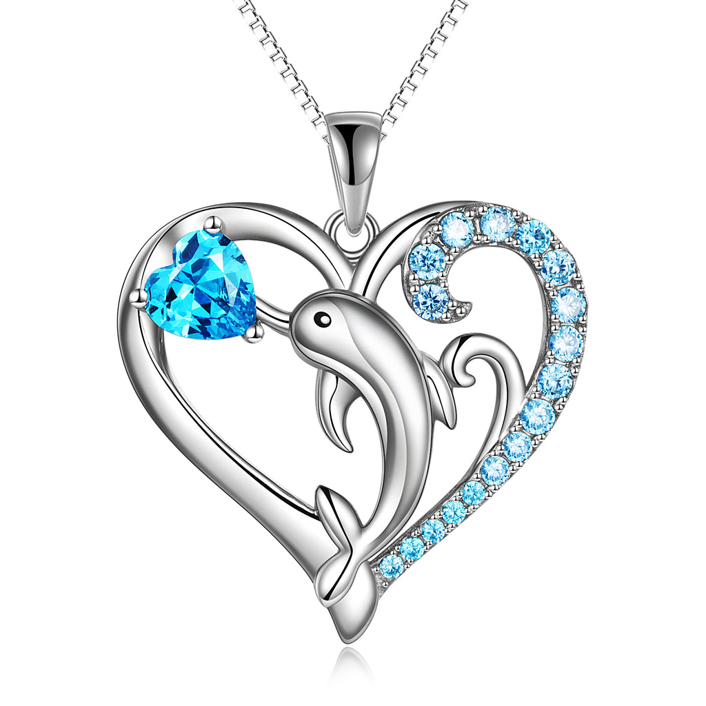 Sterling Silver (925) and Cubic Zirconia Cute Dolphin Necklace