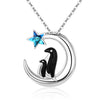 Sterling Silver (925) and Crystal Star Mother and Child Heart Cute Penguin Pendant