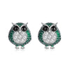 Sterling Silver (925) and Cubic Zirconia Owl Stud Earrings