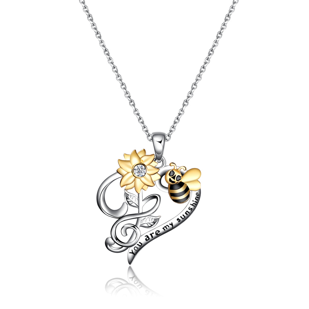 Sterling Silver (925) and Cubic Zirconia "You Are My Sunshine" Panda and Sunflower Pendant