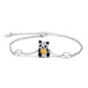 Sterling Silver (925) with Cubic Zirconia Panda and Sunflower Adjustable Bracelet