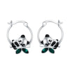 Sterling Silver (925) and Green Cubic Zirconia Panda With Hypoallergenic Hoop Earrings