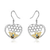 Sterling Silver (925) and Cubic Zirconia Honeycomb with Bee Earrings