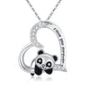 Sterling Silver (925) and Cubic Zirconia Cute Panda on Heart 