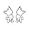 Sterling Silver Cat Stud Earrings for Women Girls with Gift Box.