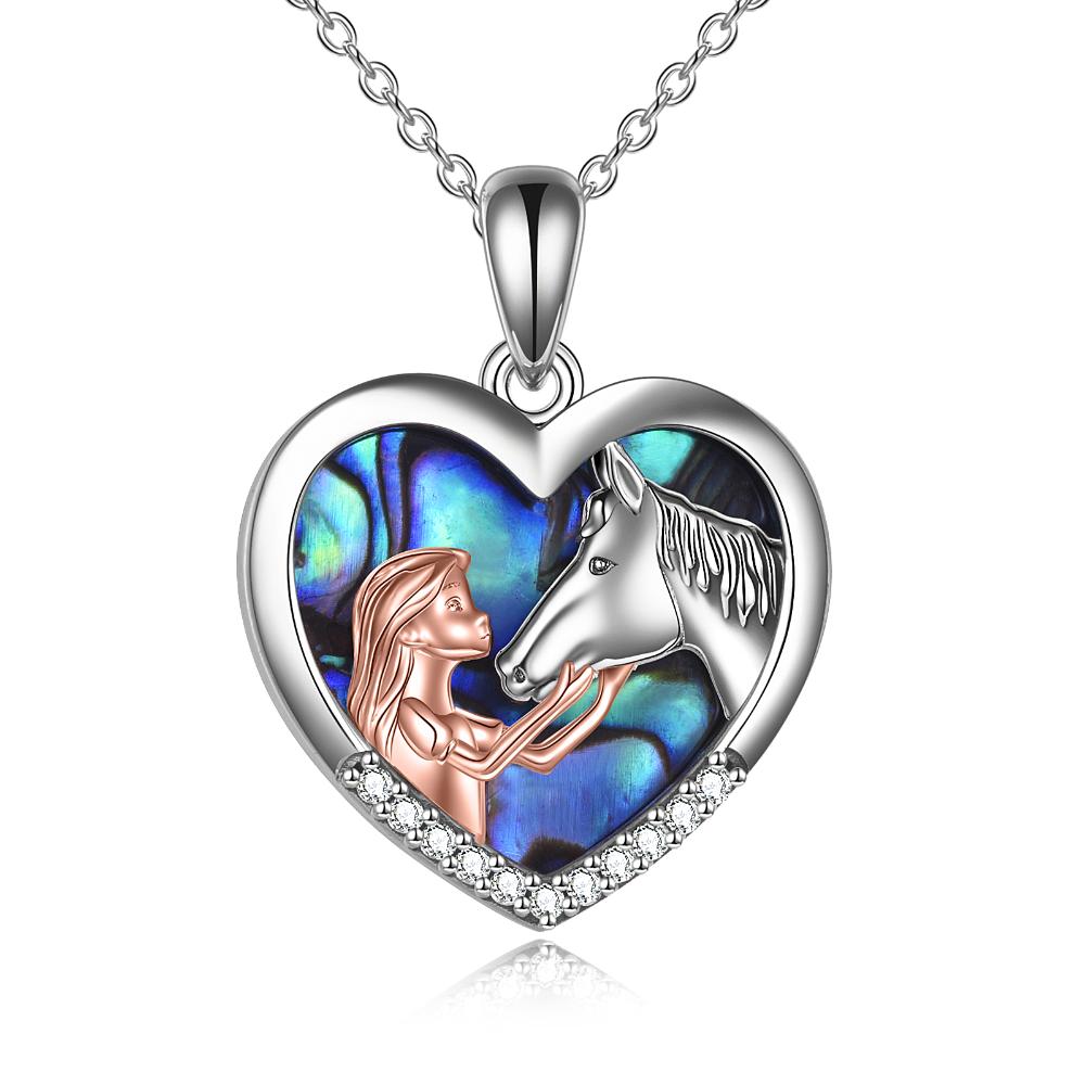 AILSHEYANZ Unicorn Necklace for Girls 925 Sterling Silver Cubic Zirconia Heart Pendant Necklace Unicorn Jewelry Birthday Mother's Day Gifts
